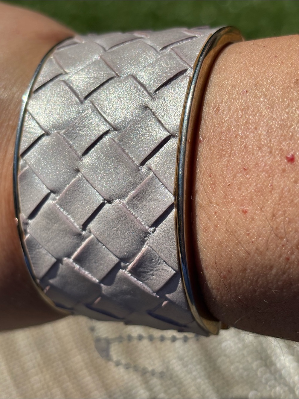 Silver plated untested Woven Leather Smartwatch Band -